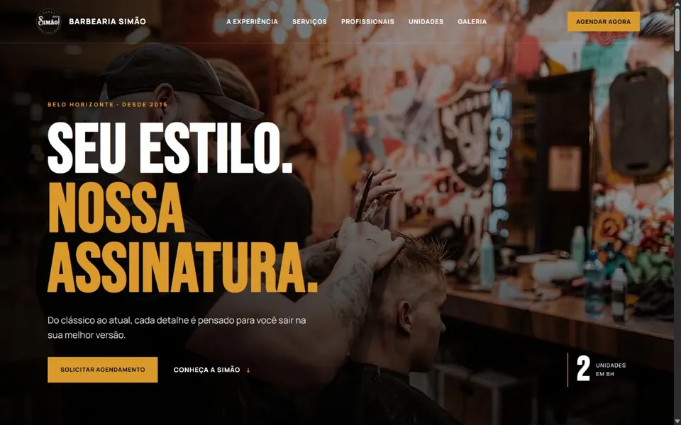 Página inicial do projeto Barbearia Simão