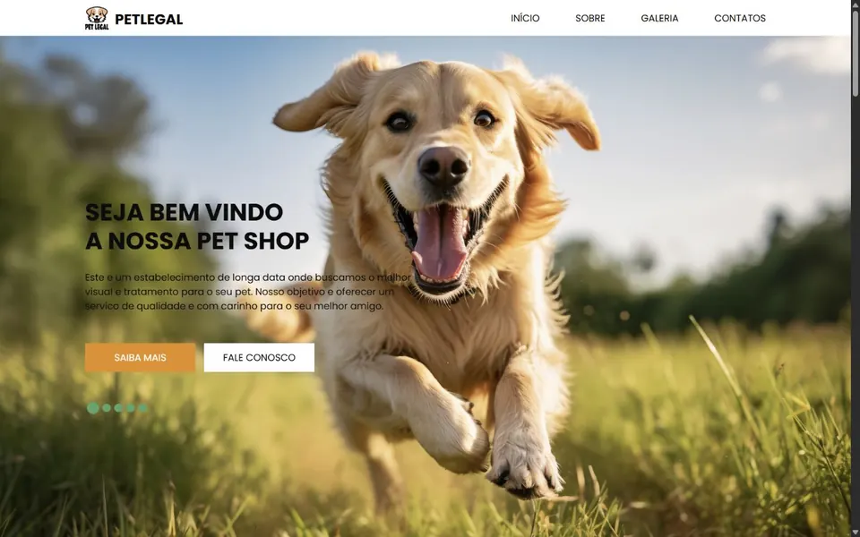 Página inicial do projeto PetLegal