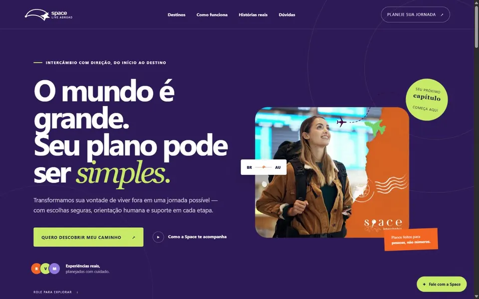 Página inicial do projeto Space Live Abroad