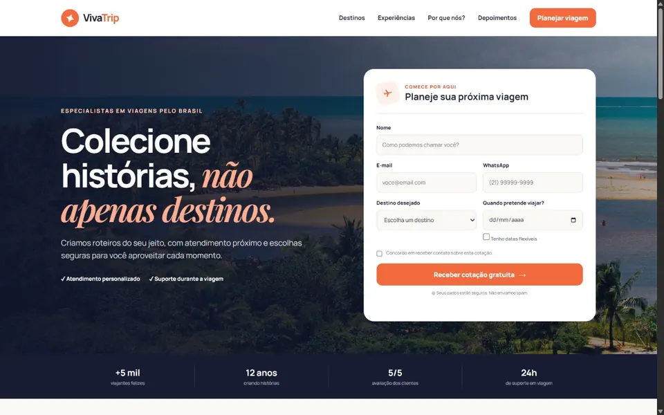 Projeto de landing page para agência de viagem